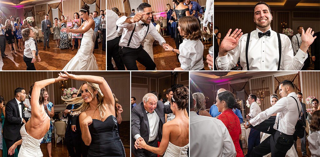 lot's of wedding guests dancing on the dance floor at a reception. what questions can you ask your dj to make sure they keep your dance floor full?