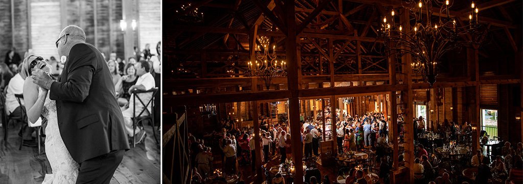 A packed dance floor and a bride dancing with her dad at the wedding reception. When you think of questions to ask a wedding DJ, you will want to find out how they will make these things happen at your wedding reception. 