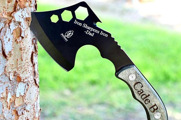 a hatchet in a tree