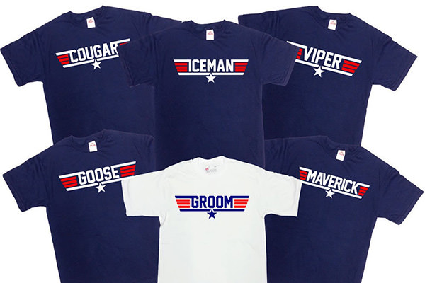 6 shirts with nicknames on them for the groom and groomsmen