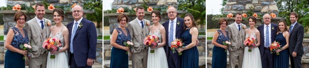 wedding family photos at an outdoor wedding venue