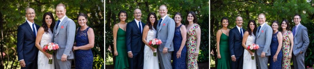 A series of wedding family photos