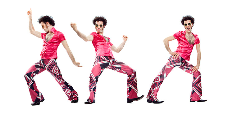 a disco guy dancing to 70s songs