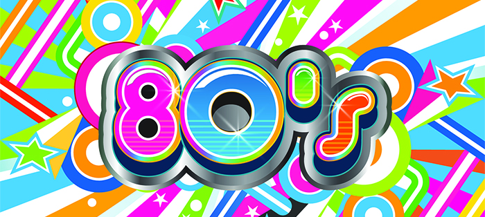 a bright colored 80s graphic. This is the cover photo for the best 80s wedding dance songs article.