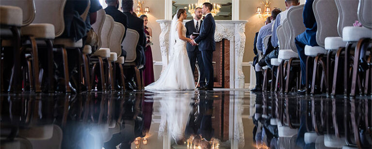 A bride and groom getting married at a non-traditional wedding ceremony