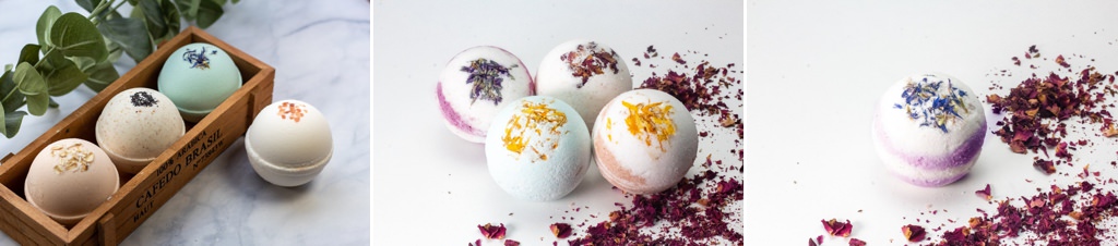 little scented bath bombs on a table