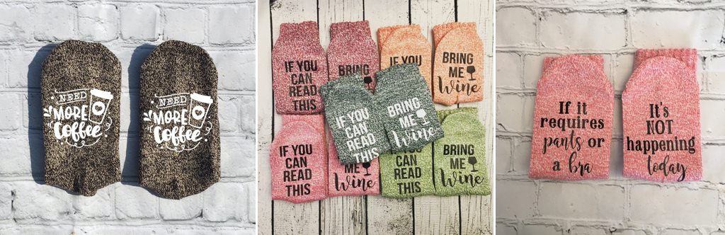 funny socks that say bring me wine of them