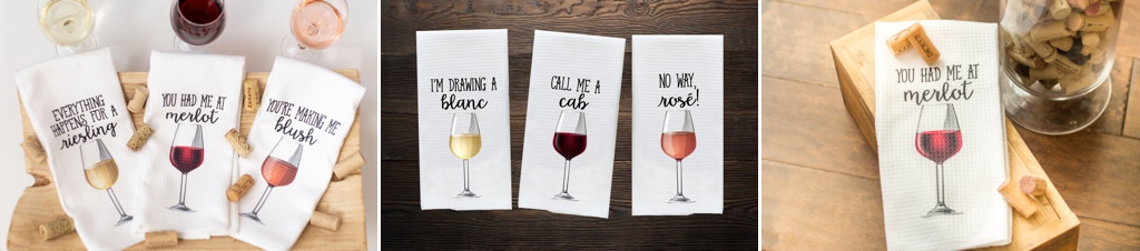 wine themed dish towels
