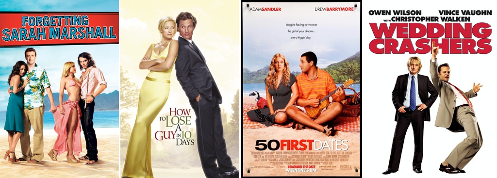 A collection of movie posters from rom com movies.