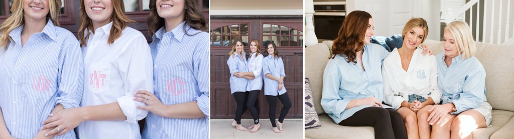 bridesmaids wearing button down shirts