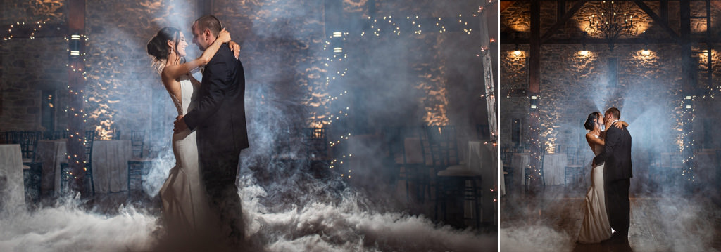 A bride and groom doing a private last dance to end their wedding day.