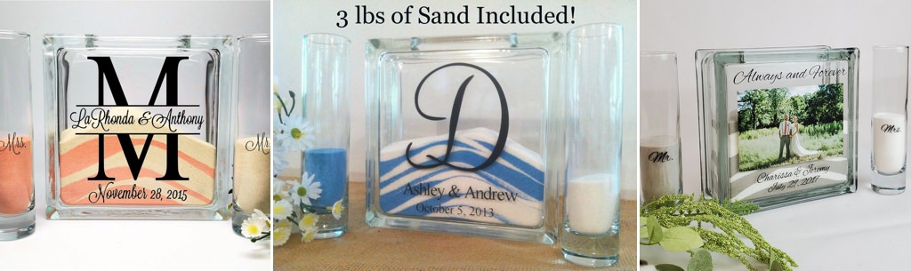 sand ceremony for unity wedding displays