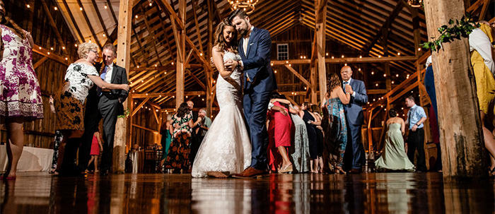 The cover photo for the article called best last dance wedding songs. This is a photo of a bride and groom dancing in the middle of the dance floor.