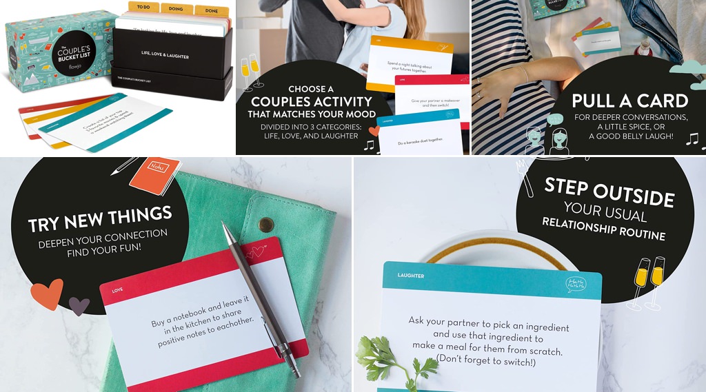 A card game for date night ideas. It is called the couple's bucket list game
