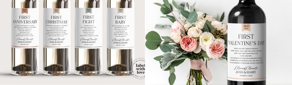 wine labels that are for firsts. Like first anniversary, first baby, first christmas, etc.