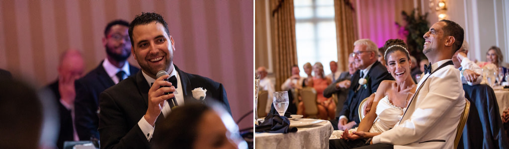 A best man giving his speech at the wedding reception