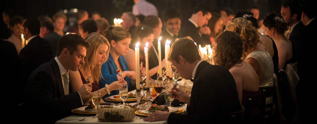 A candlelit dinner at a wedding reception. This is for the article called best wedding dinner music.
