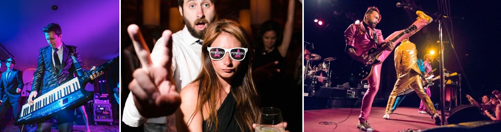 A couple watching a cover band in a bar.
