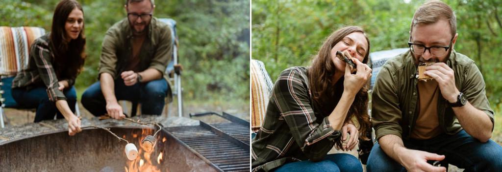 A couple camping in their backyard. This is for the article called date ideas and late night activities for couples.