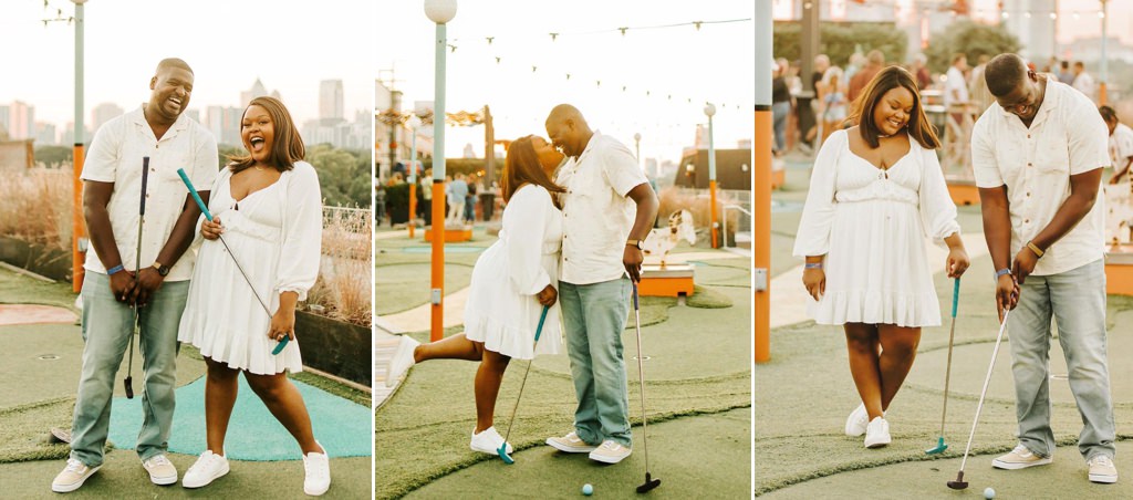 A couple playing miniature gold together. This is for the article called date night ideas and activities for couples