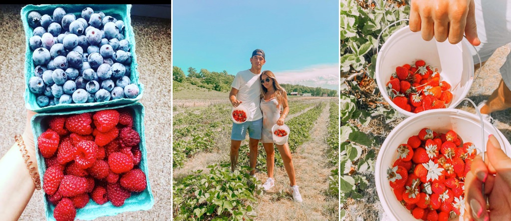A couple having a 2nd date. They are going berry picking together.