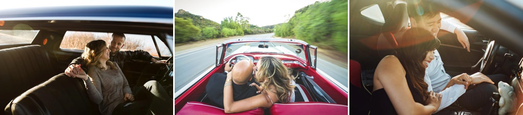Photo of couples driving in cars during road trips.