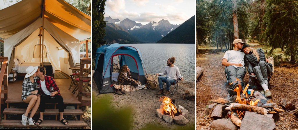 A few different couples camping together