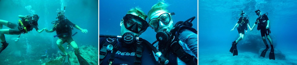 A couple scuba diving together. This is for the articles called outdoor activities for adventurous couples