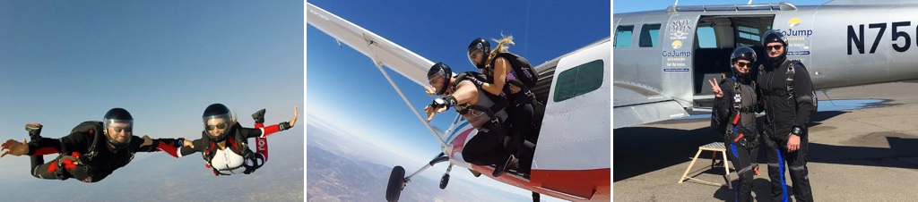 A couple skydiving together on a date