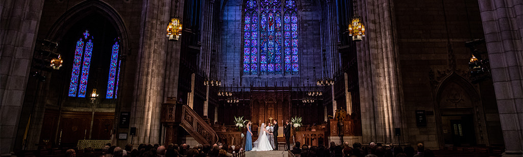 A Catholic wedding ceremony at Princeton Chapel.