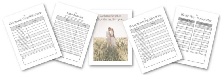 A wedding song checklist sitting on a table. This is the cover image for this article