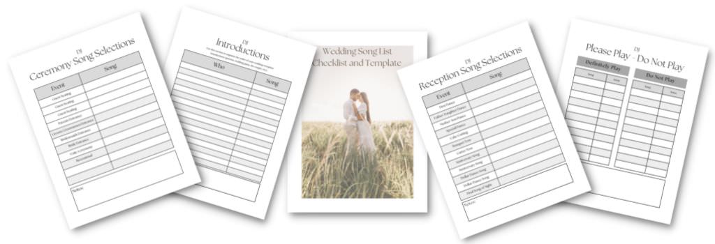 A wedding song checklist sitting on a table
