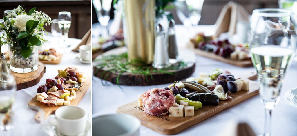 This couple served each guest a mini individual charcuterie board as their meal.