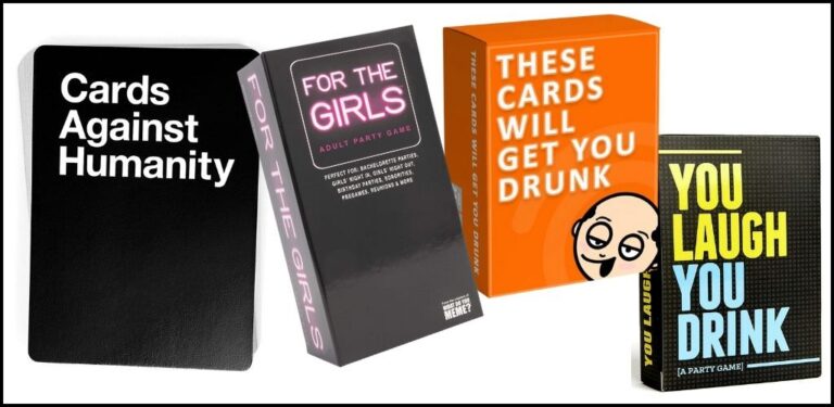 A few different bachelorette party card games with a white background