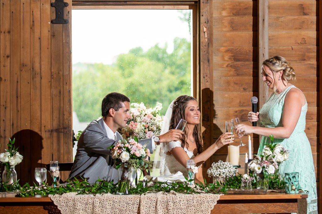 End the Maid of Honor speech by raising your glass with the couple. This is for the article called how to end a maid of honor speech