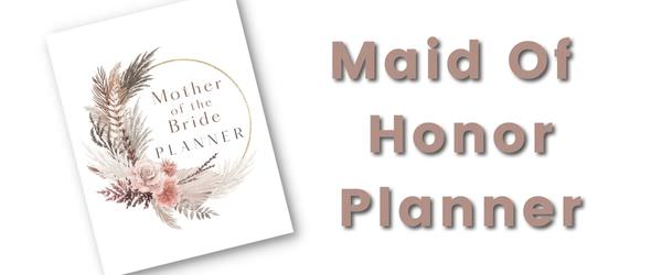 This is the cover photo for the article called maid of honor planner. It shows the text and a planner with pink florals