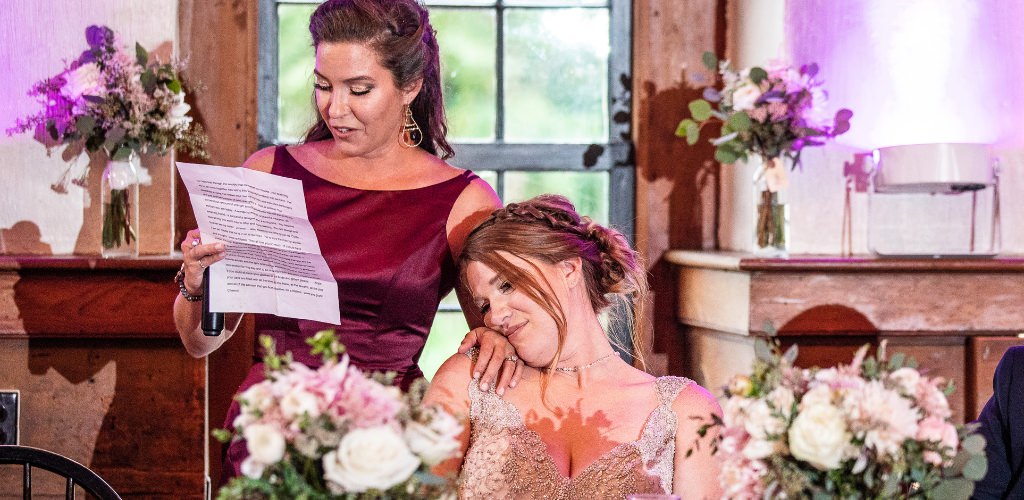 A sweet Maid of Honor speech and the bride is getting emotional