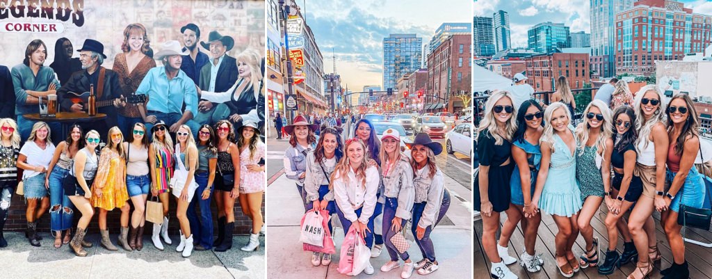 Nashville bachelorette parties posing for the camera