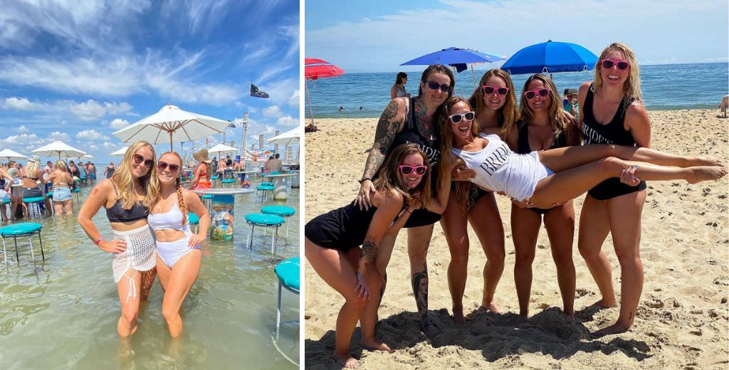 A group of girls holding up a bride-to-be at a bachelorette party in OCMD - Ocean City, MD