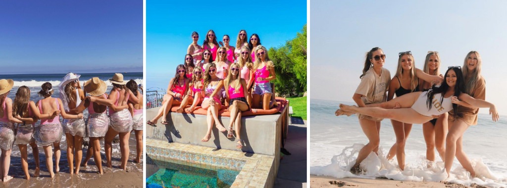 A group of girls at a bachelorette party in Malibu, CA. This is for the article called best beach bachelorette party destinations.