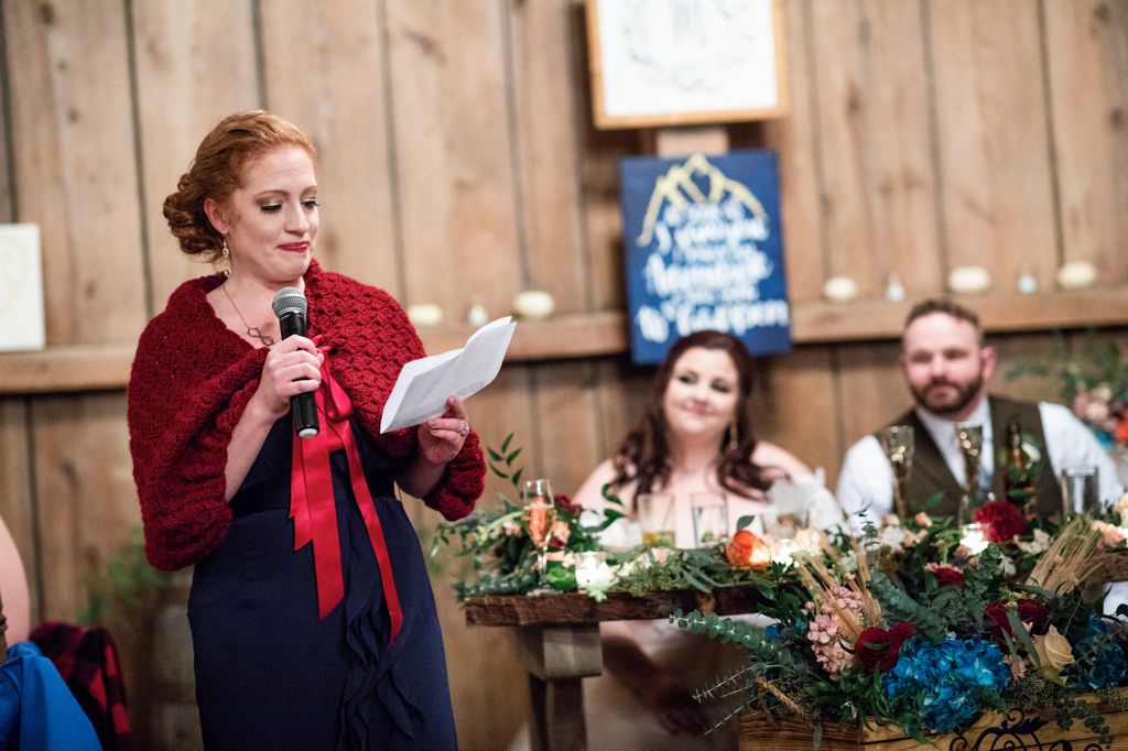 A Maid of Honor giving a speech to the bride. This is for the article called Disney quotes for Maid of Honor speech