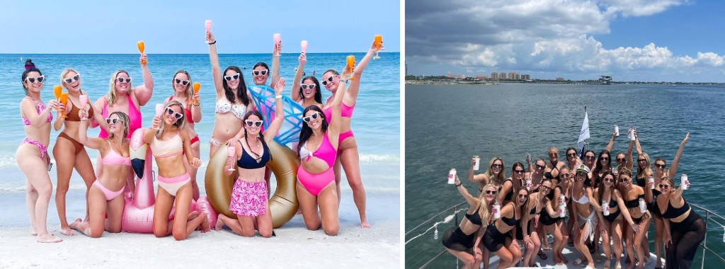 A bachelorette party on the beach in Tampa, Florida