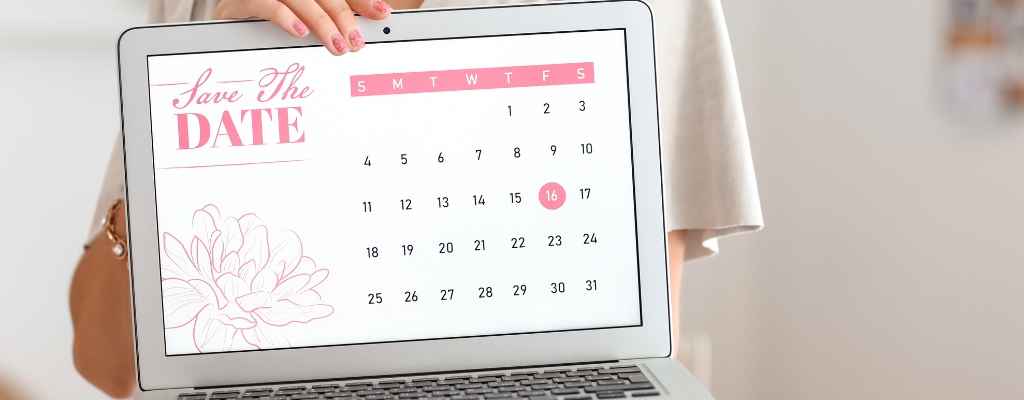 A wedding calendar being shown on a computer screen