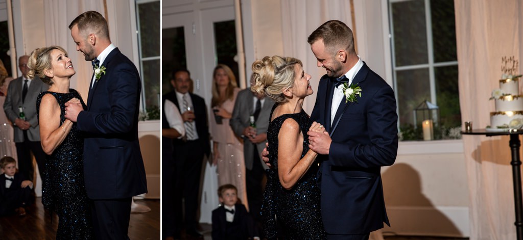 A mom dancing with her son at his wedding