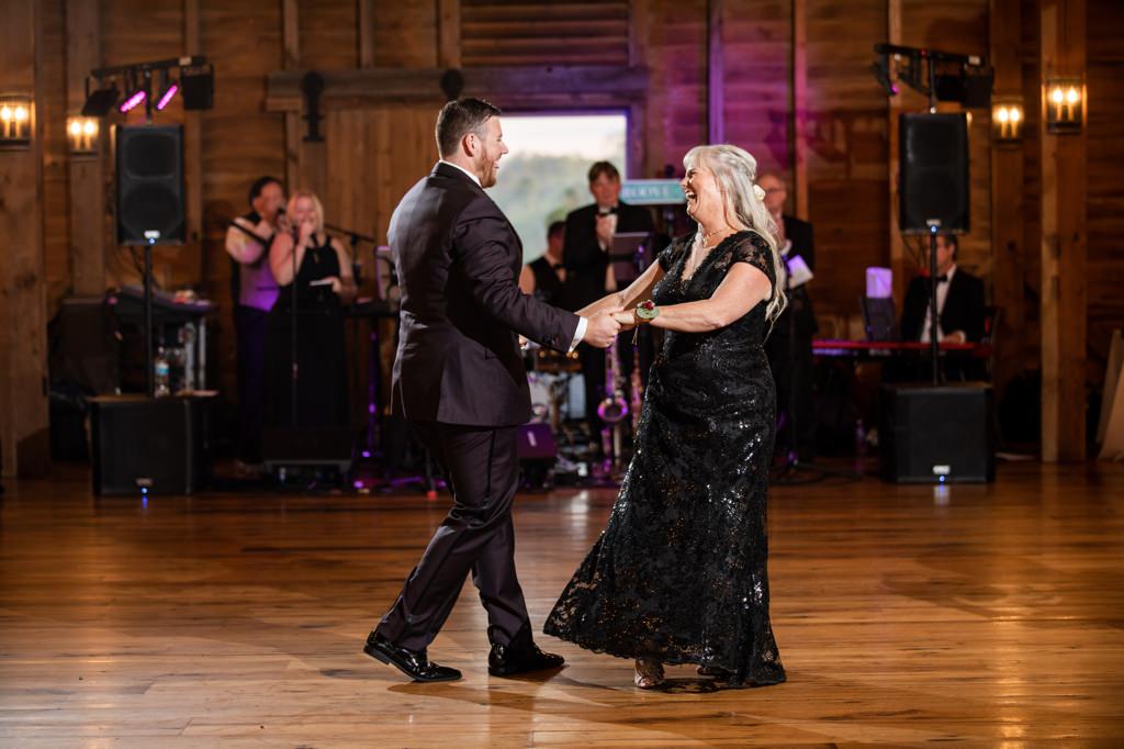 A mother and son dancing together at his wedding. This is for the article called mother-son wedding dance tradition