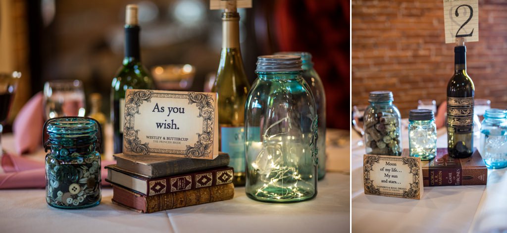 A wedding centerpiece using books instead of flowers. This is for the the article called wedding flowers on a budget. how to save money on your wedding flowers.