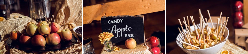 A candy apple dessert table at a wedding