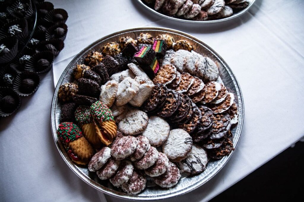 A DIY cookie table at a wedding