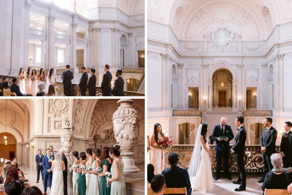 A wedding ceremony at City Hall in San Francisco