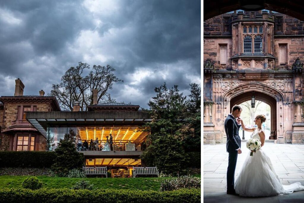 A wedding reception on the campus of Princeton University